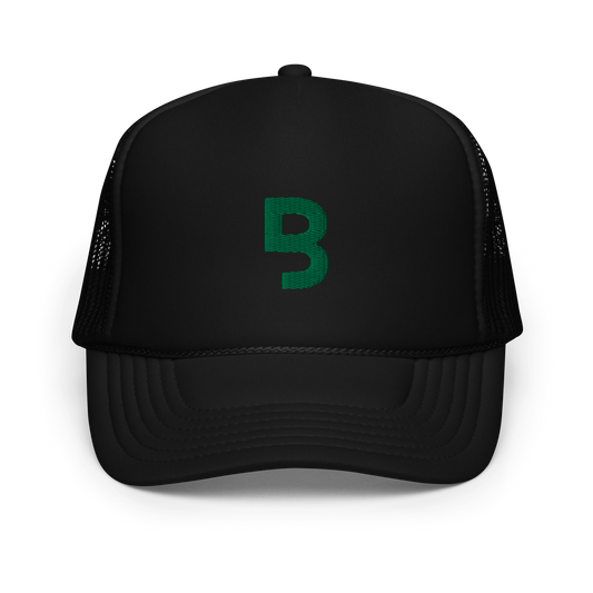 Foam Trucker Hat w/BeYou Apparel Official Logo (Black & Green)